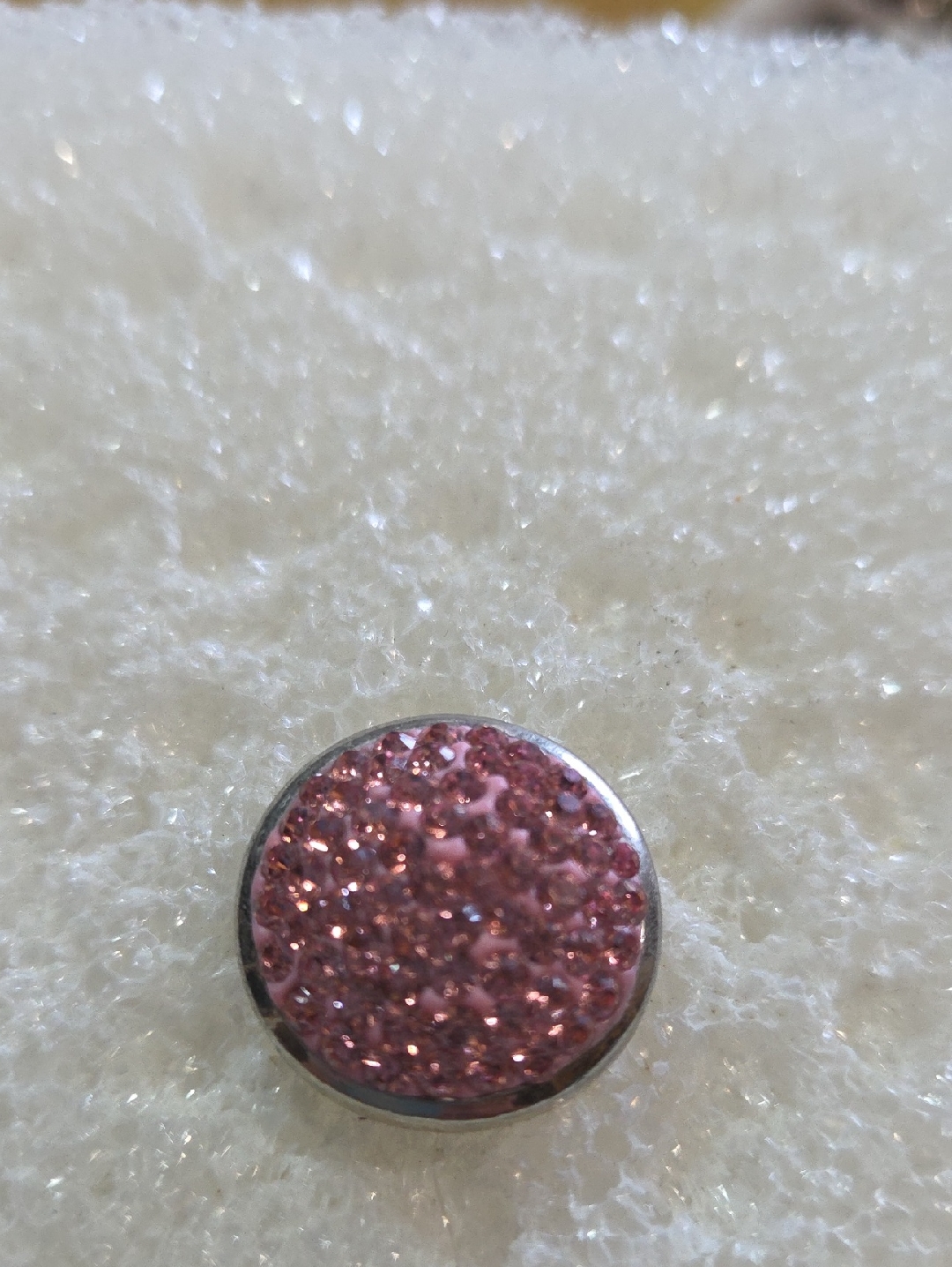 Pink Rhinestone Round Ginger Snap Charm 18mm 7$